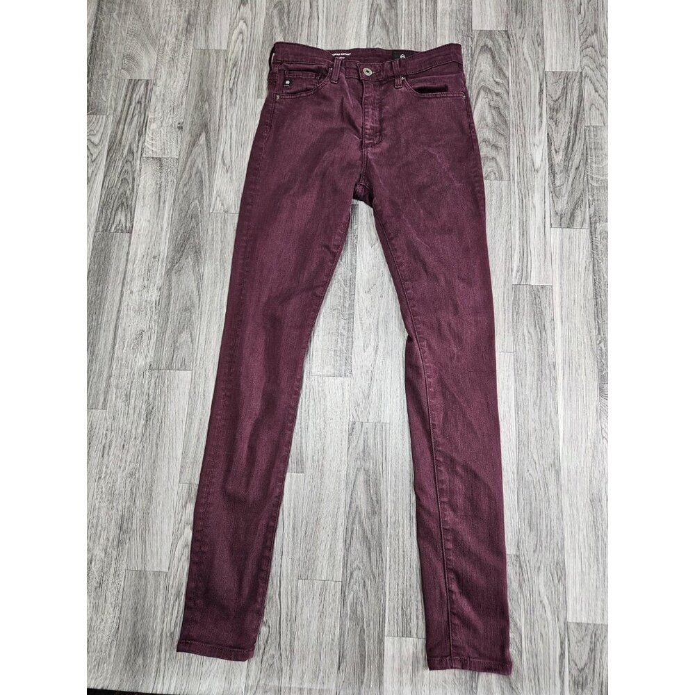 AG Adriano Goldschmied Jeans Womens 26R Burgundy Farrah Skinny High Rise Stretch